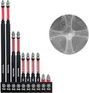 Diamond Grit PH2 Screwdriver Bit Set, 10PCS Magnetic Drill Bits for Stainless Steel Screws, Anti-Slip, HRC65 Hardened S2 Steel, CNC Precision