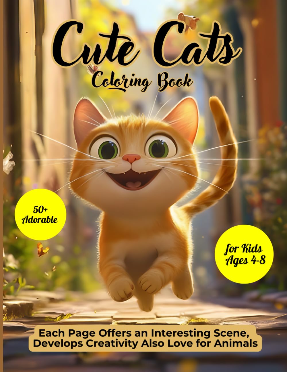 Cute Cats Coloring Book for Kids Ages 4-8